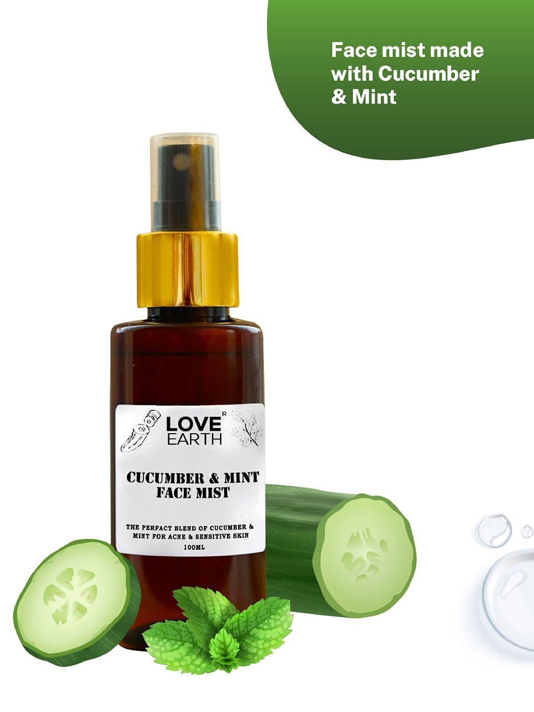 love earth cucumber & mint face mist toner with glycerin 100 ml