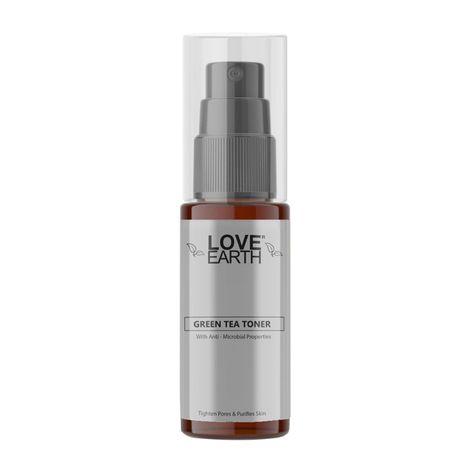 love earth green tea toner with richness of green tea and essential oil for hydrating, nourishing and moisturised skin, suitable for all skin types 100ml