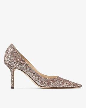 love 85 coarse glitter fabric pumps