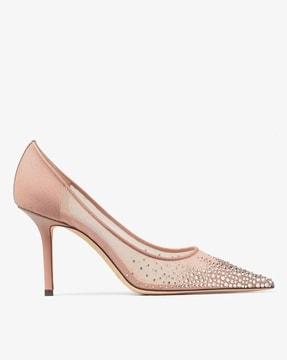 love 85 mesh pointed-toe pumps with degrade crystals