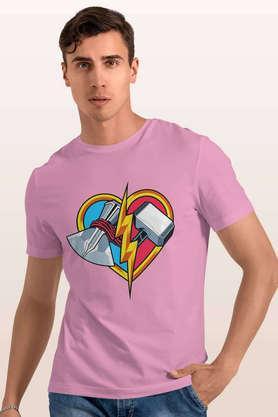 love and thunder round neck mens t-shirt - baby pink