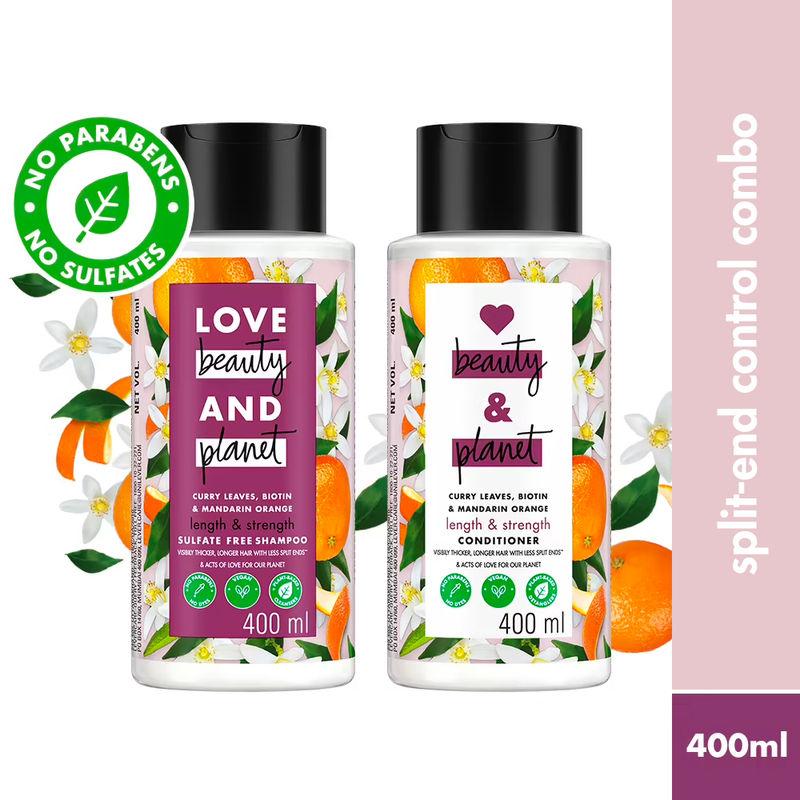 love beauty & planet curry leaves, biotin & mandarin long & strong hair care combo