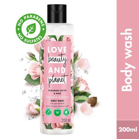 love beauty & planet natural murumuru butter and rose sulfate free body wash, 200 ml