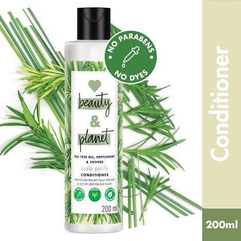 love beauty & planet tea tree, peppermint & vetiver paraben free purifying conditioner, 200ml