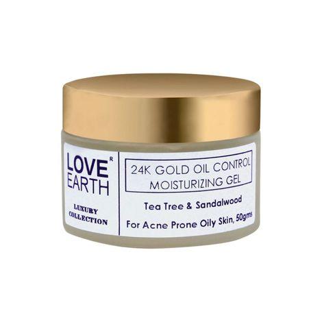 love earth 24k gold oil control moisturizing gel with aloe vera & sandalwood extract for sensitive & acne-prone skin suitable for all skin types 50gm