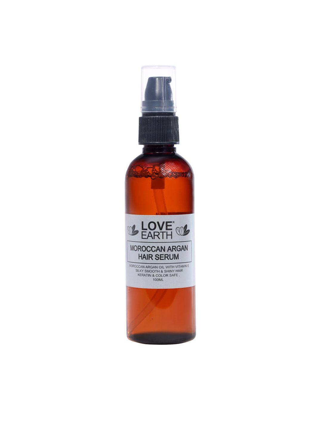 love earth moroccan argan hair serum with vitamin e for silky smooth & shiny hair - 100ml