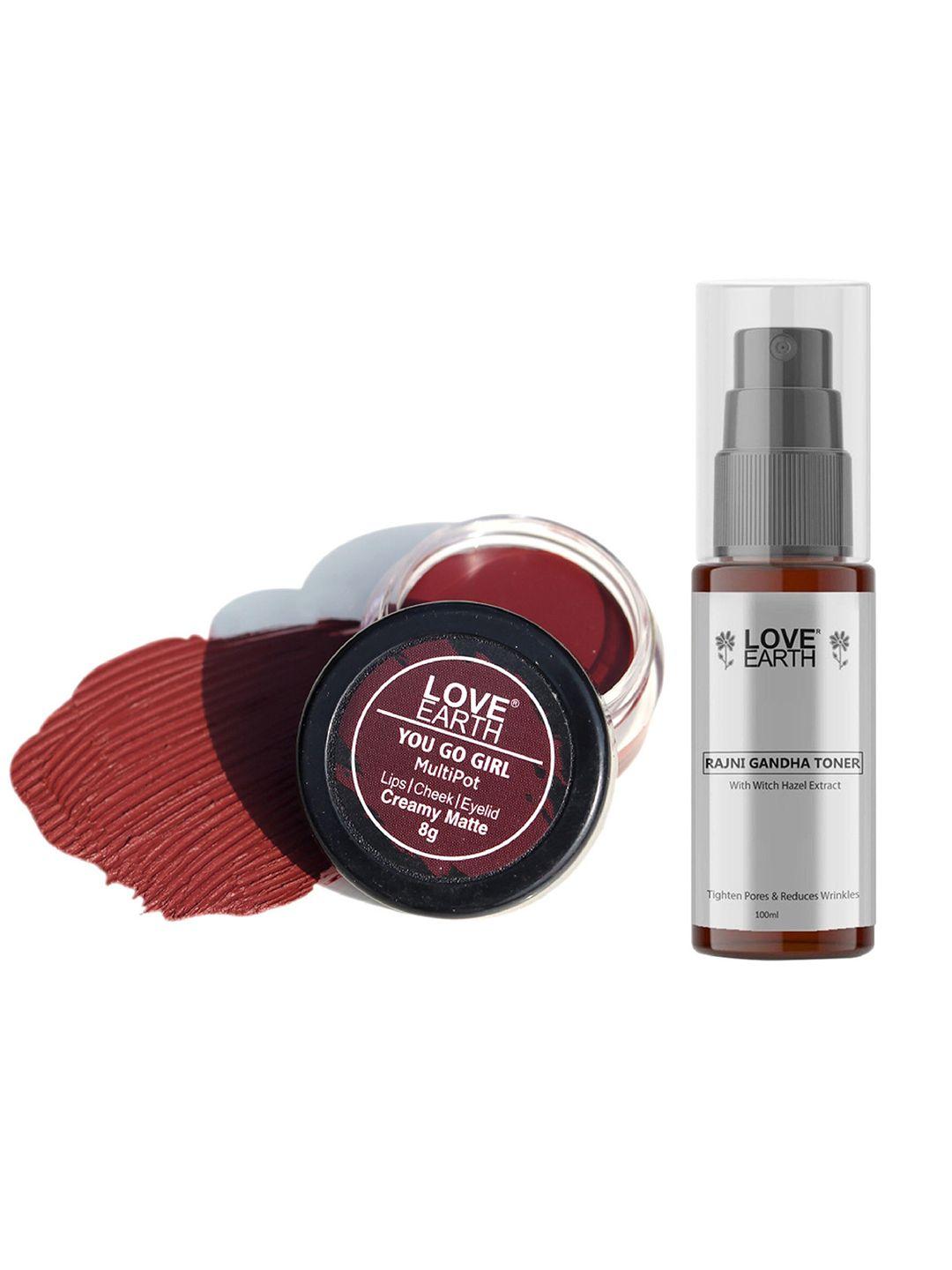 love earth multipot lip-cheek-eyelid tint 8g & rajni gandha face toner 100ml