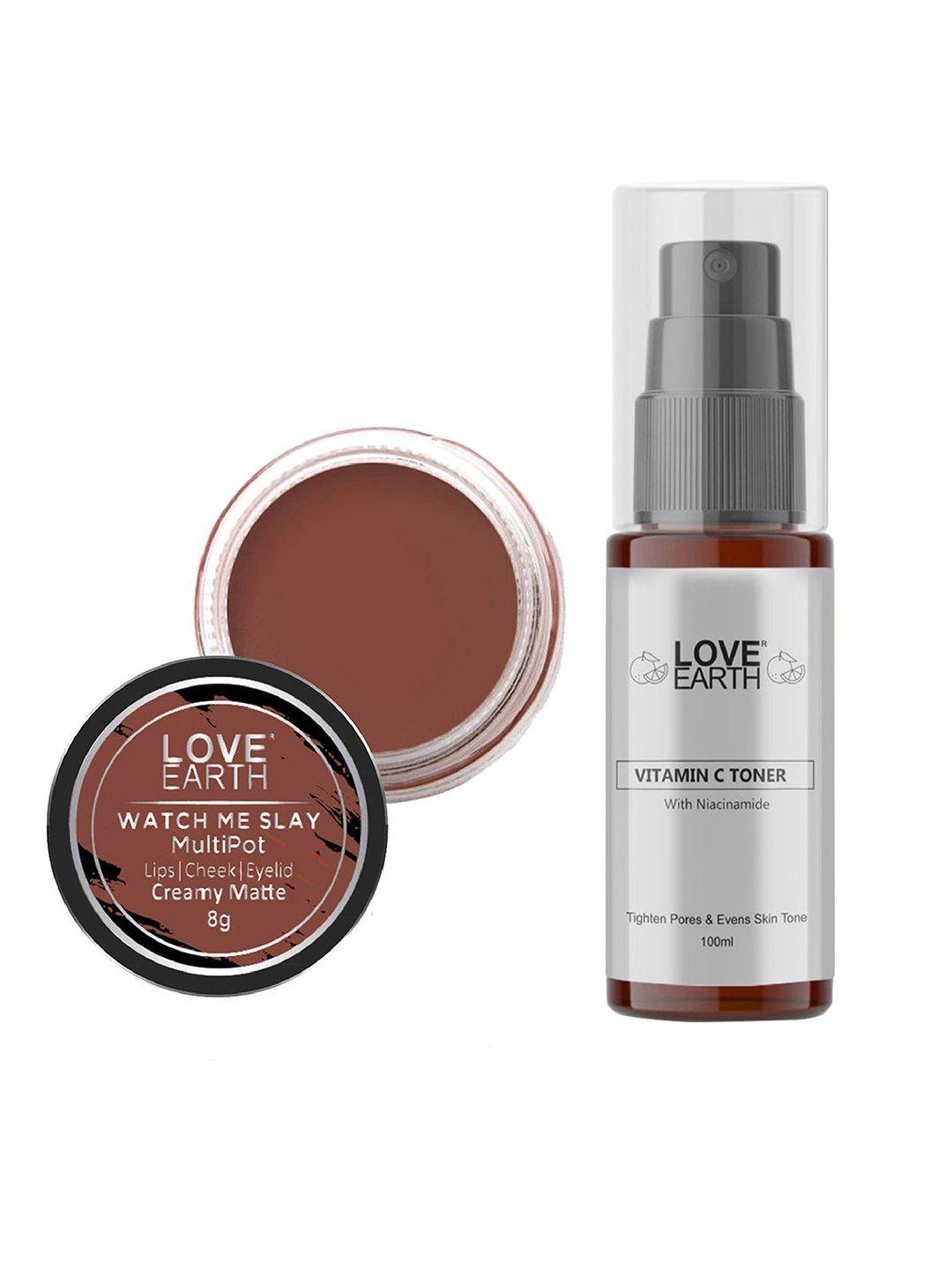 love earth multipot lip-cheek-eyelid tint 8g & vitamin c toner 100ml