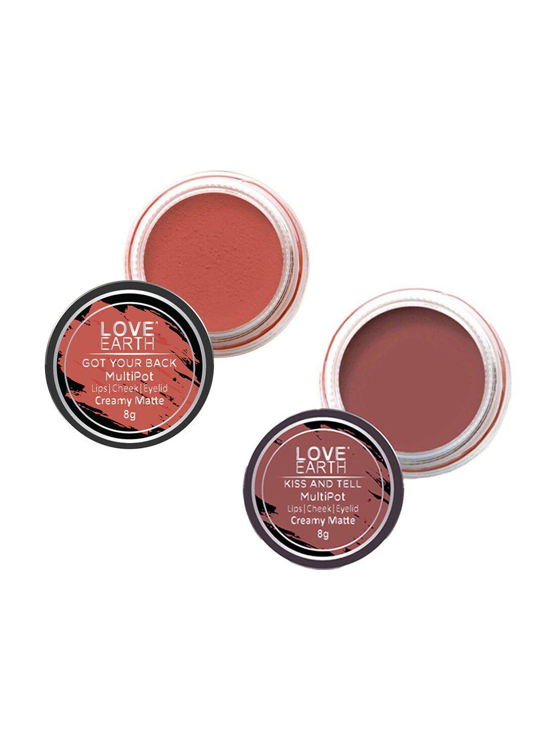 love earth set of 2 creamy matte lip & cheek tint 8 g each - got your back & kiss and tell