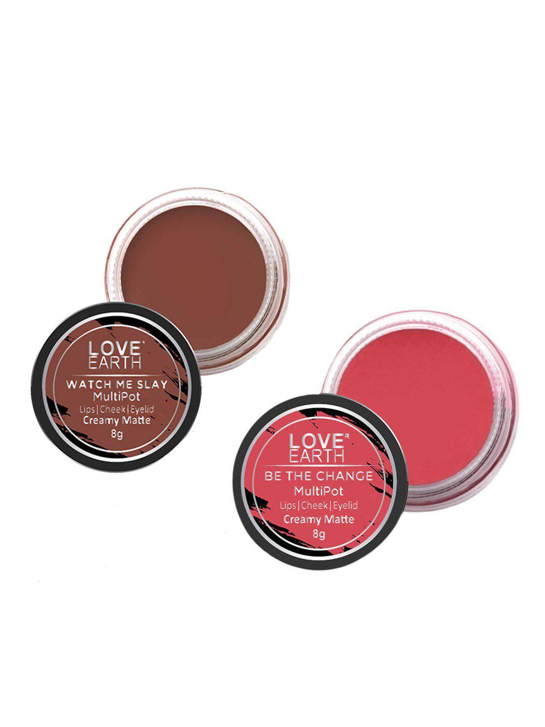 love earth set of 2 creamy matte lip & cheek tint 8 g each - watch me slay & be the change