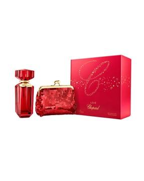 love eau de parfum with red glitter clutch gift set