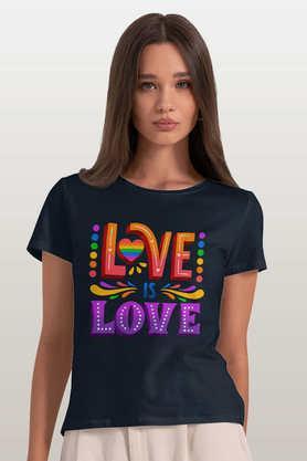 love is love round neck womens t-shirt - navy