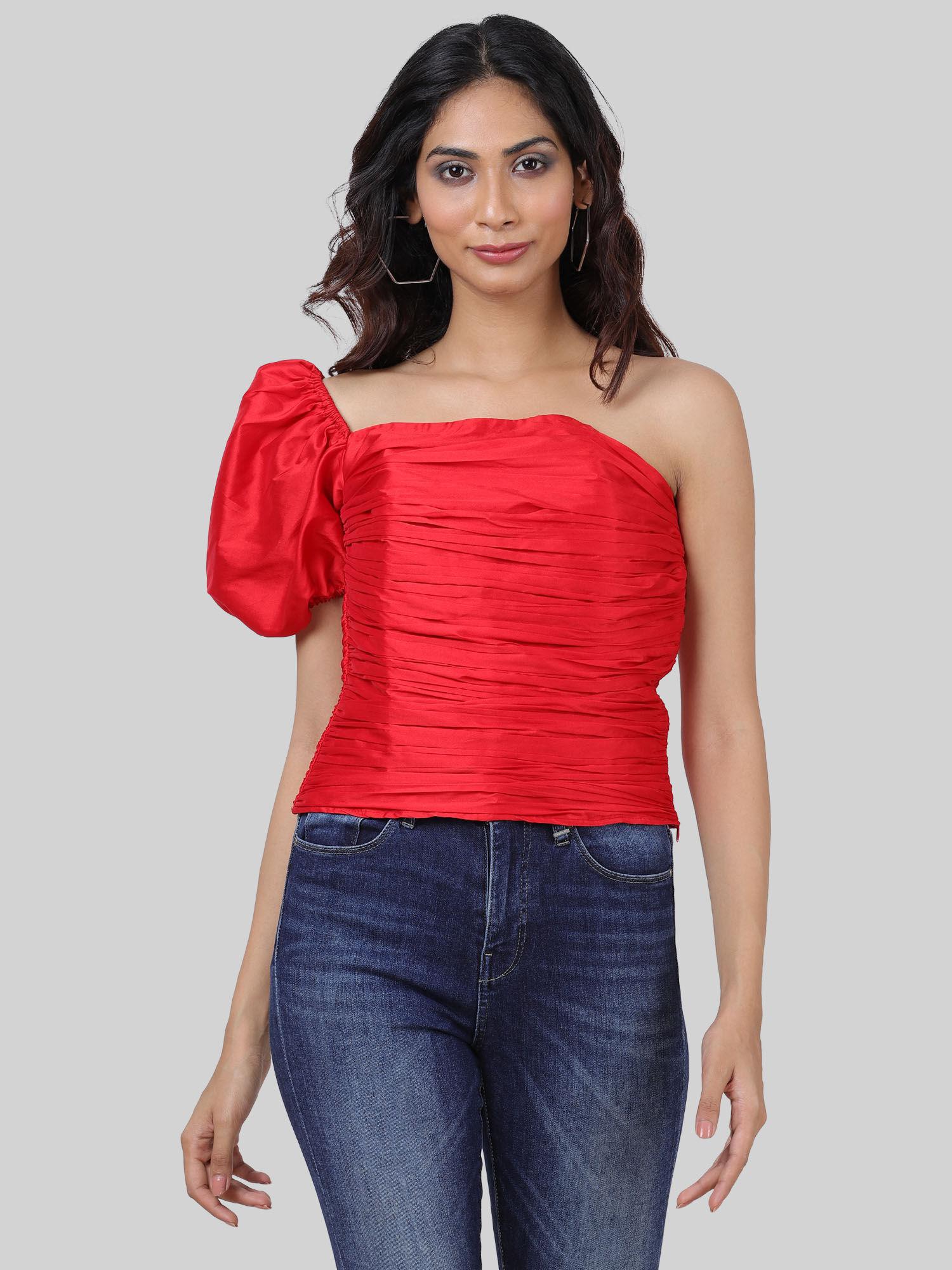 love your curves red tafatta top