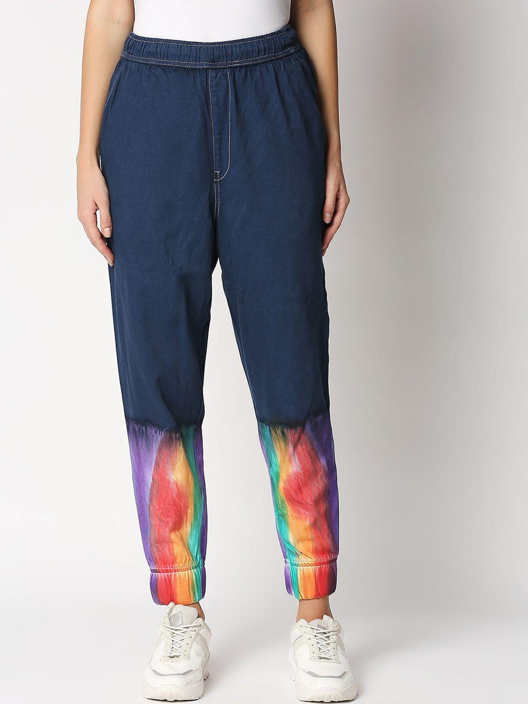 lovegen women blue rainbow zurich tie & dye joggers