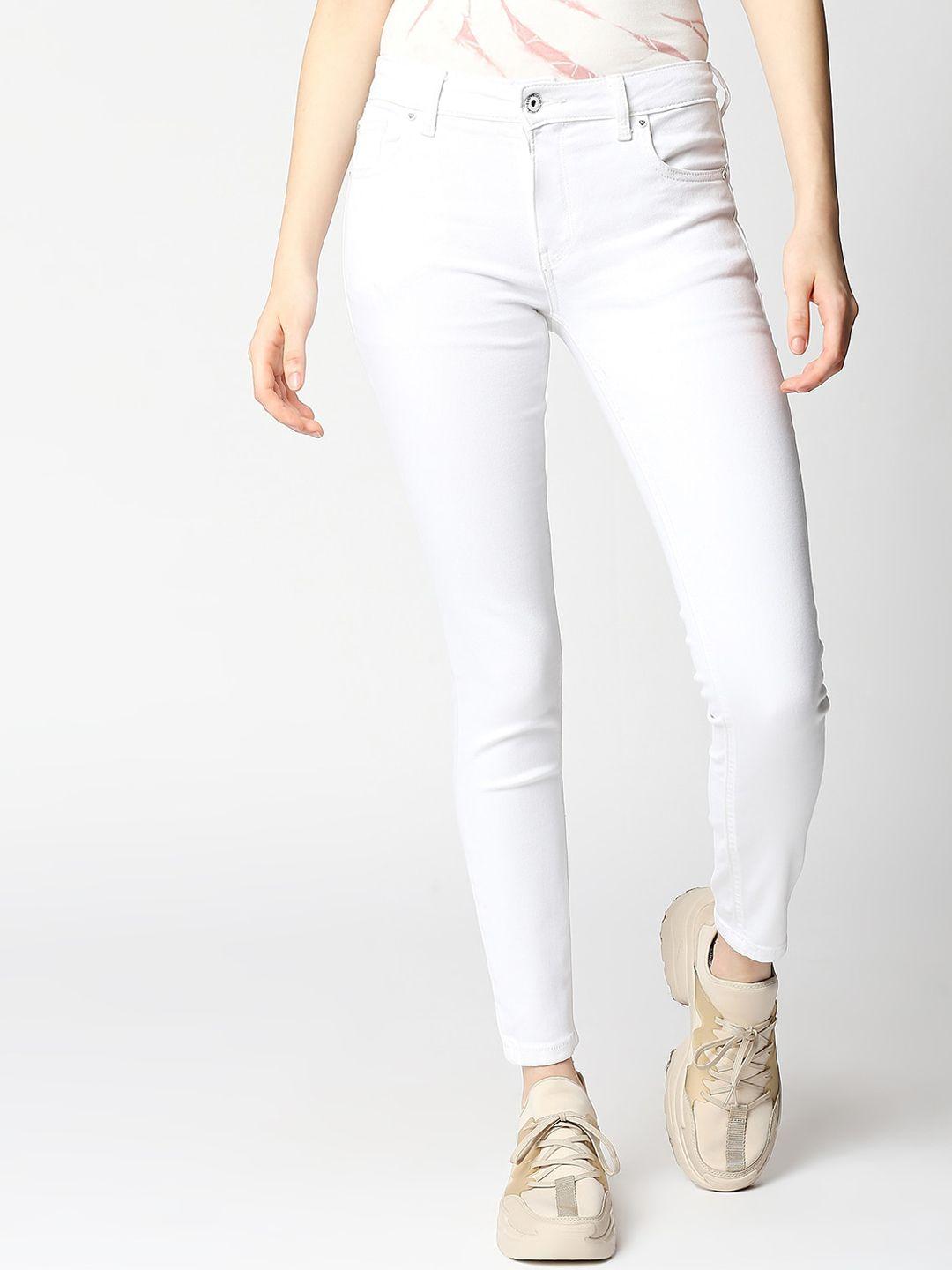 lovegen women white comfort skinny fit stretchable jeans