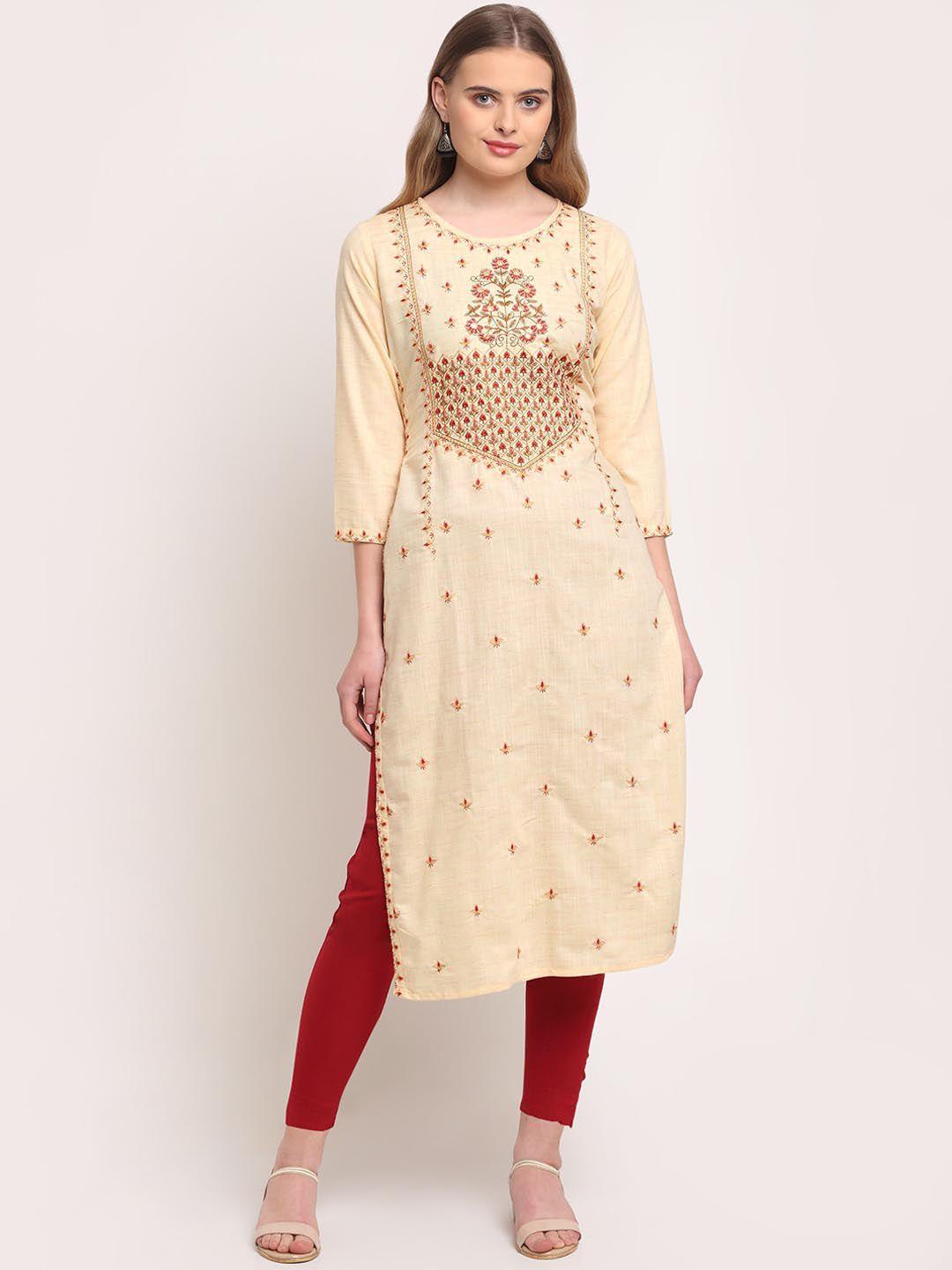 lovely lady floral embroidered regular thread work kurta