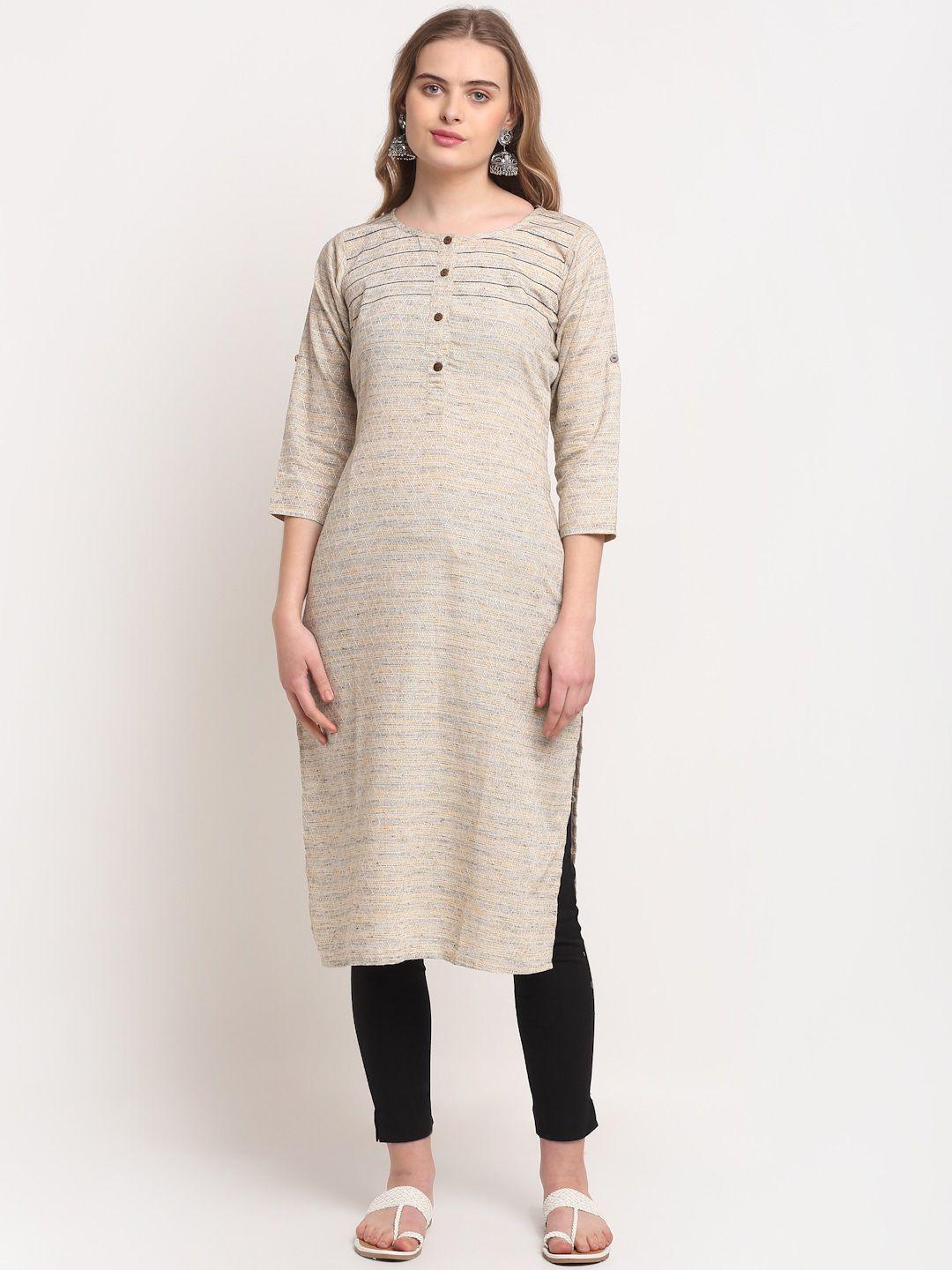 lovely lady geometric woven design regular thread work kurta