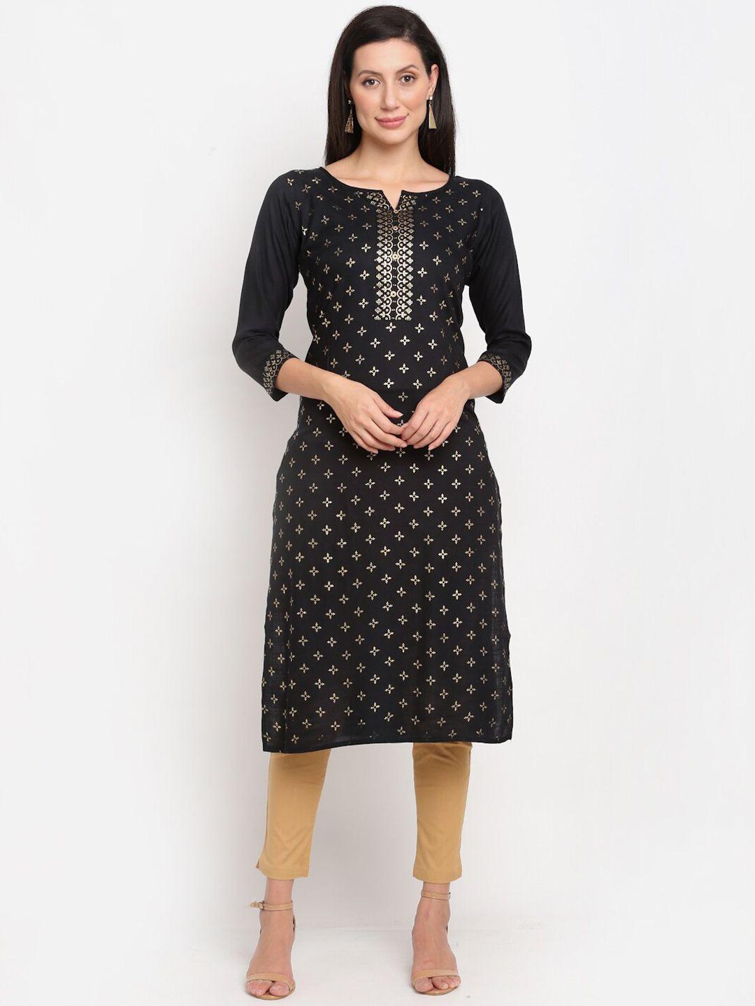 lovely lady women ethnic motifs printed notch neck kurta