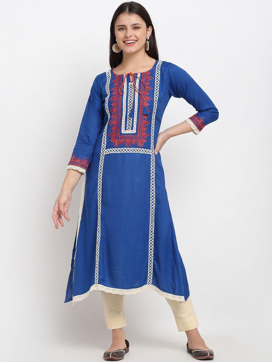 lovely lady women ethnic motifs thread work kurta