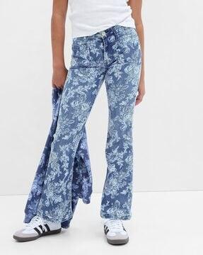 loveshackfancy floral print high-rise flared jeans