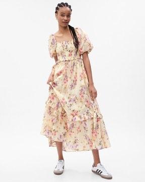 loveshackfancy puffed sleeves maxi dress with smocked bodice