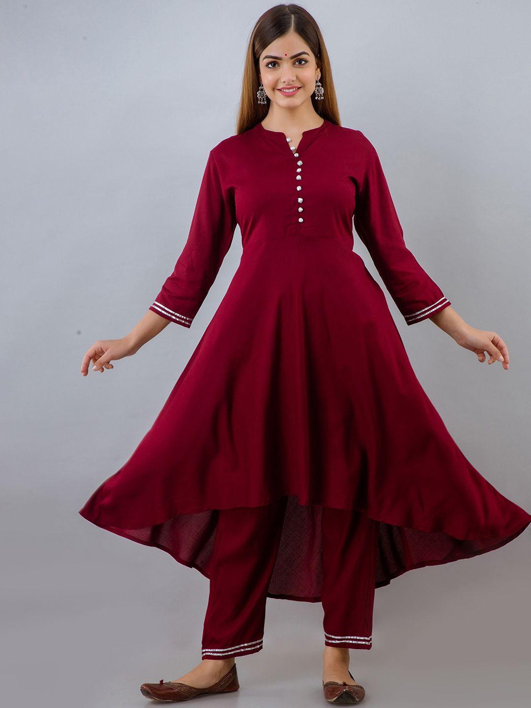 lovista women maroon kurta with trousers