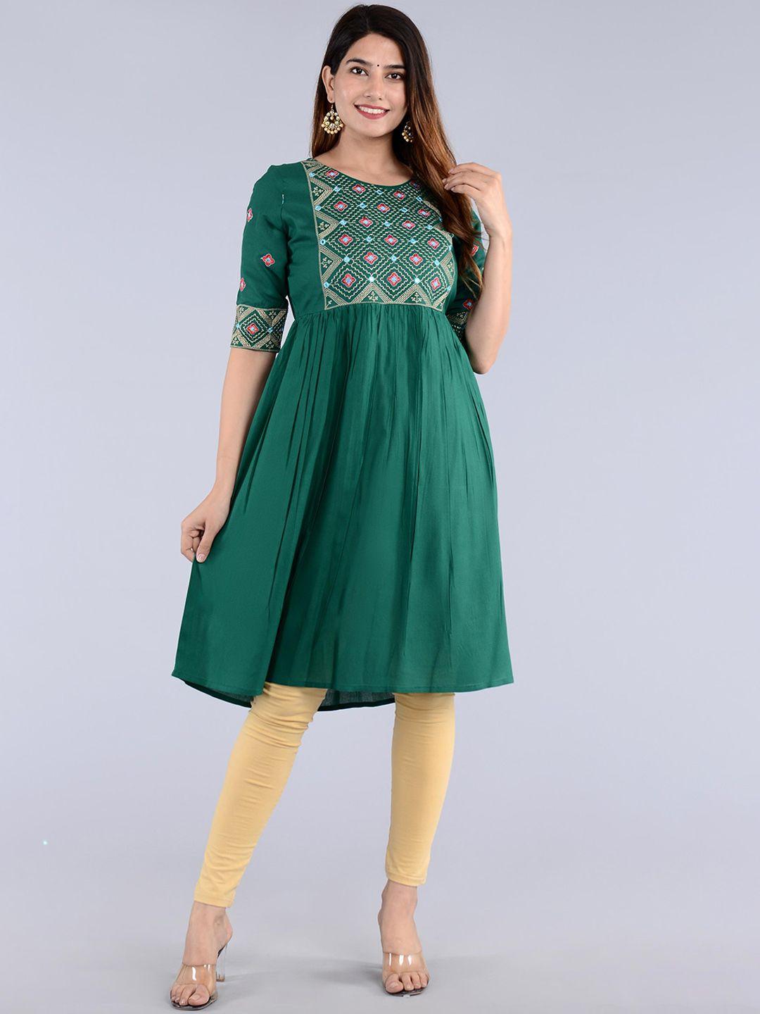 lovista yoke design round neck three quarter sleeves anarkali kurta