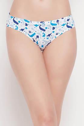 low waist dolphin print bikini panty in white with inner elastic - cotton - white