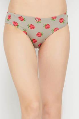 low waist fruit print bikini panty in taupe with inner elastic - cotton - grey