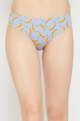 low waist fruit print thong in powder blue with inner elastic- cotton - blue