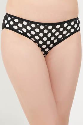 low waist polka dot print bikini panty in black - black