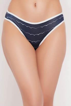 low waist printed bikini panty in navy - blue