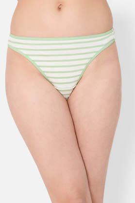 low waist striped thong in pastel green - cotton - green