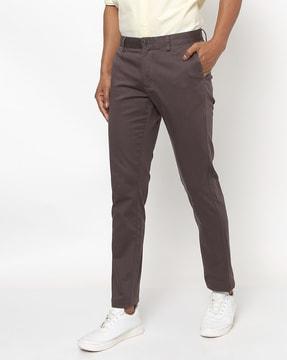 low-rise flat-front trousers
