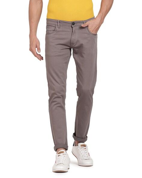 low-rise flat-front trousers