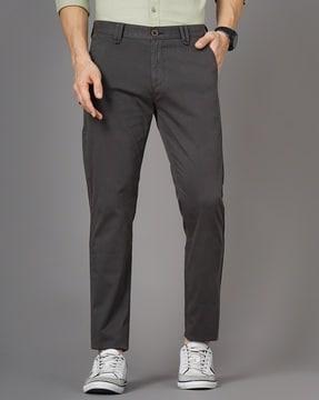 low-rise slim fit flat-front chinos
