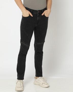 low-rise tapered fit jeans