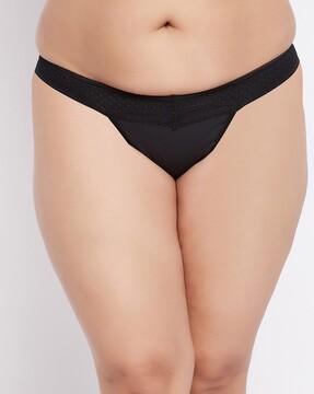 low-rise bikini thong panties with lace detail