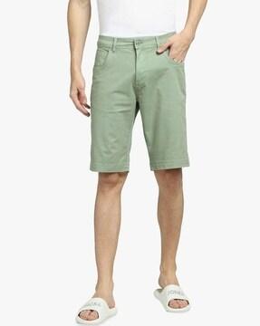 low-rise flat-front shorts