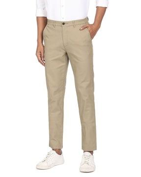 low-rise flat-front trousers