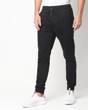 low-rise joggers with elasticated drawstring waist