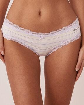 low-rise lace panties with elasticated waist