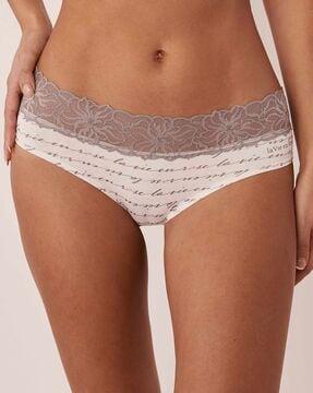 low-rise lace panties with elasticated waist