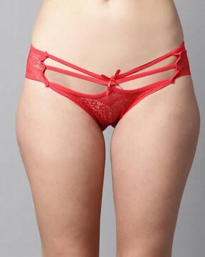 low-rise lace panties with elasticated waist