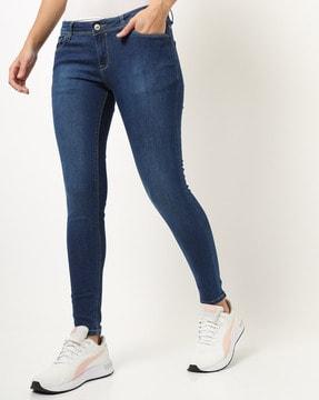 low-rise lightly washed skinny fit jeans