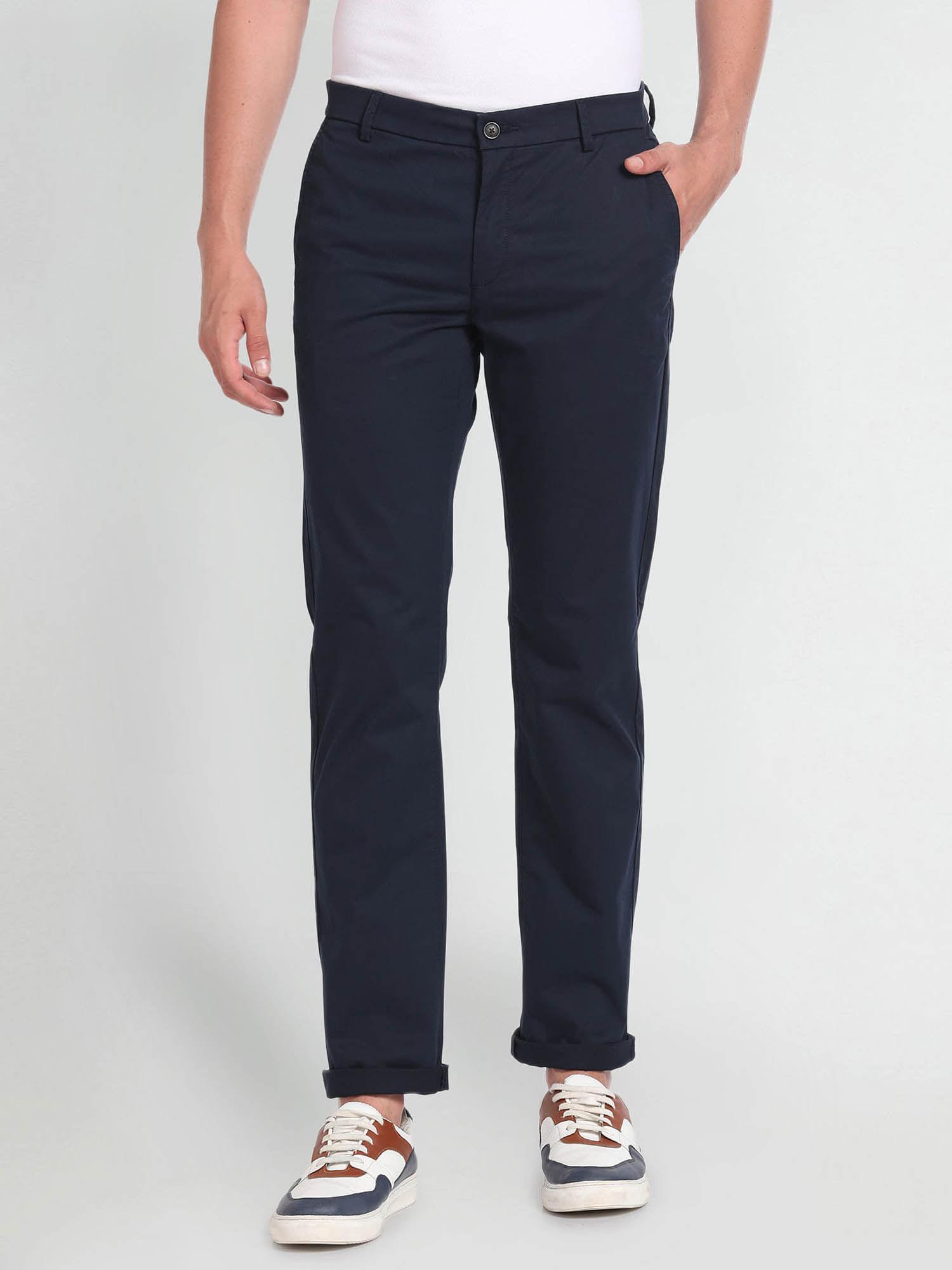 low rise regular fit casual trousers