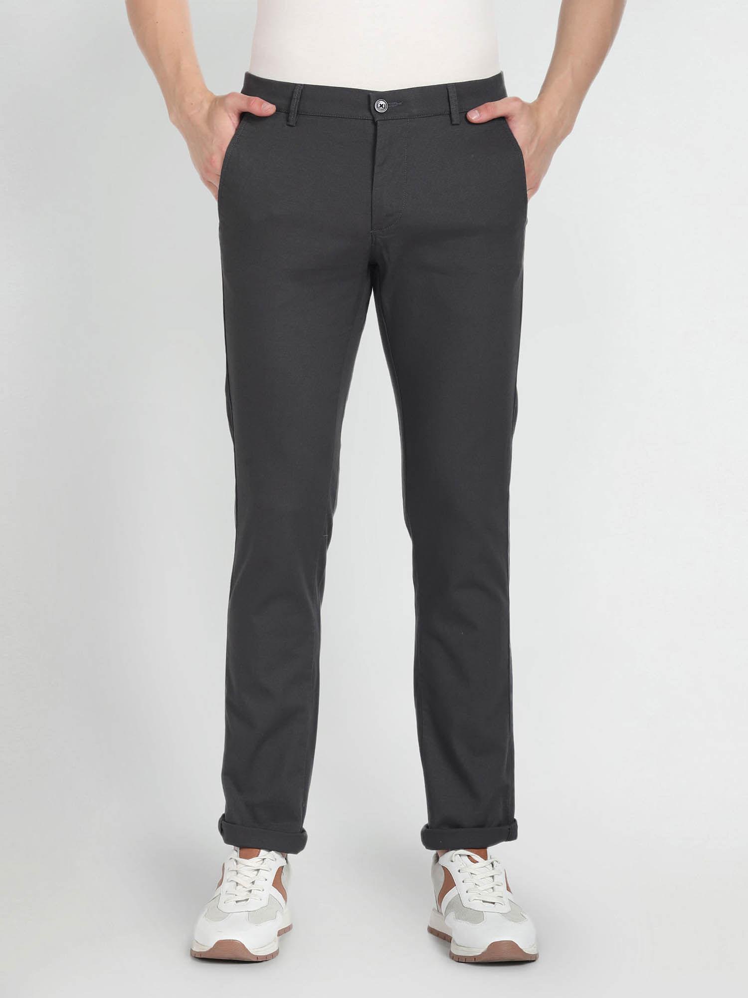 low rise slim fit casual trousers