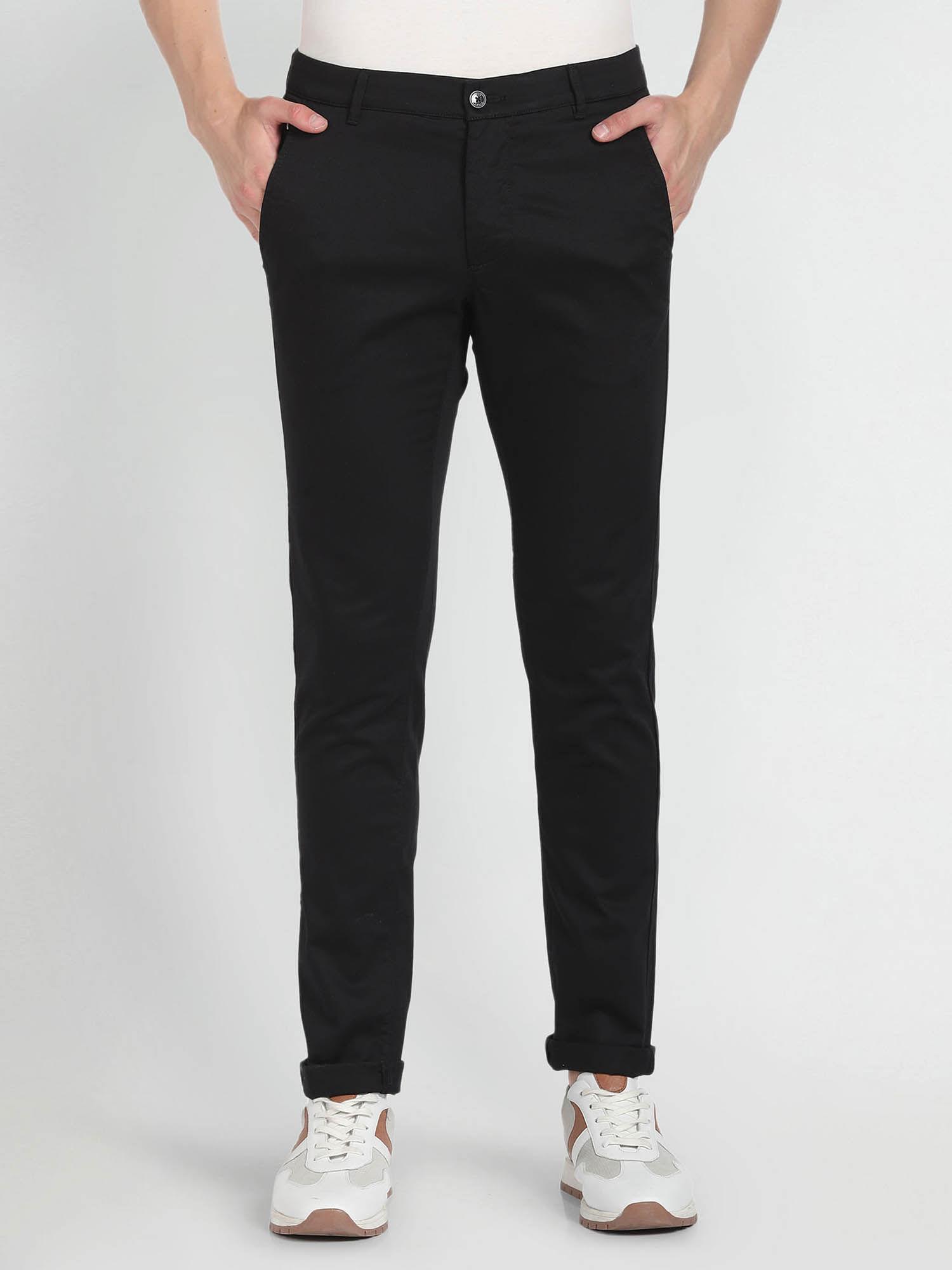 low rise slim fit casual trousers