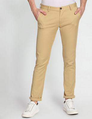 low rise slim fit casual trousers