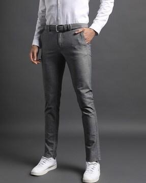 low-rise slim fit trousers